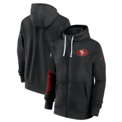 Men’s San Francisco 49ers Nike 2024 NFL Sideline Club Full-Zip Hoodie – Black