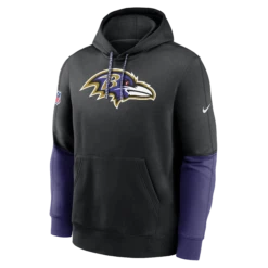 Men’s Baltimore Ravens Nike 2024 NFL Sideline Club Fleece Pullover Hoodie – Black/Purple