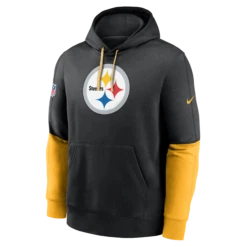 Men’s Pittsburgh Steelers Nike 2024 NFL Sideline Club Fleece Pullover Hoodie – Black/Yellow