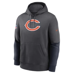 Men’s Chicago Bears Nike 2024 NFL Sideline Club Fleece Pullover Hoodie – Anthracite