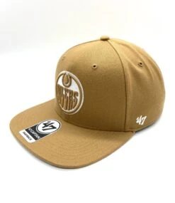'47 BRAND Edmonton Oilers ’47 Brand Dune/White Captain Snapback – Adjustable Hat