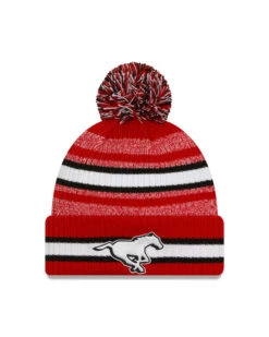 Calgary Stampeders New Era 2023 Official Sideline Cuffed Pom Knit Hat – Red