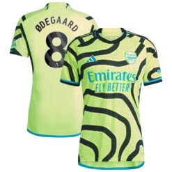 Men’s Arsenal Martin Odegaard Adidas 23/24 Away Replica Jersey – Yellow