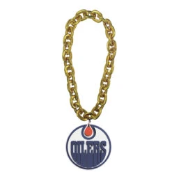 Edmonton Oilers Primary Logo Gold Fan Chain Necklace