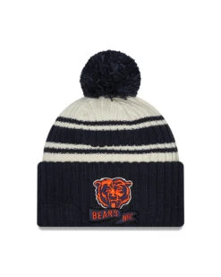 Chicago Bears New Era 2022 Sideline Official Sport Cuffed Pom Knit Hat – Cream/Navy