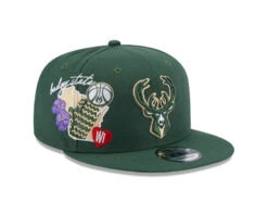 Milwaukee Bucks New Era Hunter Green Icon E1 – 9FIFTY Snapback Hat