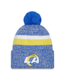 Los Angeles Rams New Era 2023 Sideline Official Sport Cuffed Pom Knit Hat – Royal