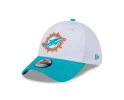 Miami Dolphins New Era 2024 Official NFL Training Camp 39THIRTY Flex Hat – White/Aqua