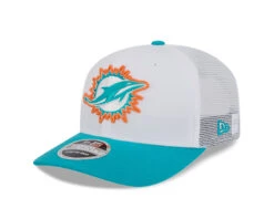 Miami Dolphins New Era 2024 Official NFL Training Camp 9SEVENTY Stretch Snap Adjustable Hat – White/Aqua