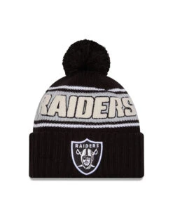 Las Vegas Raiders New Era 2024 Sideline Cuffed Knit Hat With Pom – Black