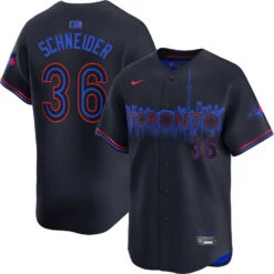 Men’s Davis Schneider Toronto Blue Jays Nike 2024 City Connect Limited Player Jersey – Navy
