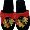 AdultChicago Blackhawks FOCO Black/Red Color Block Big Logo Slipper