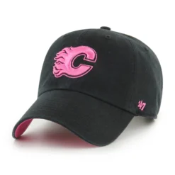 '47 BRAND Calgary Flames ’47 Brand Cotton Candy Ballpark Clean Up Adjustable Hat – Black/Pink
