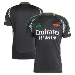 Men’s Arsenal Adidas 24/25 Away Replica Jersey – Black