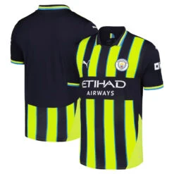 Men’s Manchester City Puma 2024/25 Away Replica Blank Jersey – Navy/Yellow