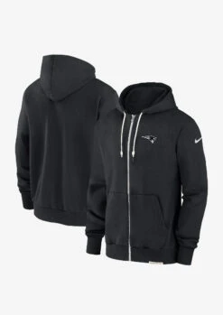 Men’s NFL New England Patriots Nike 2023 Sideline Fleece Full-Zip Hoodie – Black