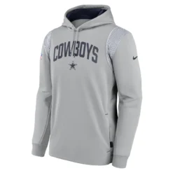 NEW ERA Men’sDallas Cowboys Nike Athletic Stack Fleece Performance Pullover Hoodie – Silver