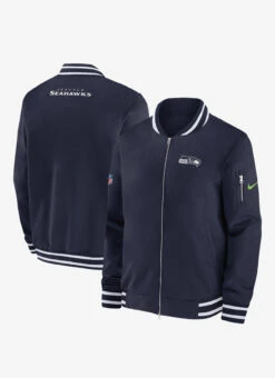 Men’s Seattle Seahawks Nike NFL Sideline Coach Bomber Jacket – Navy
