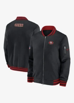 NEW ERA Men’s San Francisco 49ers Nike NFL Sideline Coach Bomber Jacket – Black