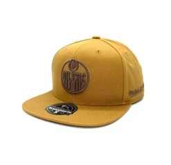AMERICAN NEEDLE Edmonton Oilers Mitchell & Ness Timberland Fitted Hat – Khaki