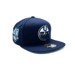 Edmonton Oilers Mitchell & Ness Ice Blue Fitted Hat – Navy