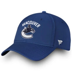 Vancouver Canucks Fanatics Primary Logo Wordmark Flex Hat – Blue