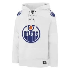 '47 BRAND Men’s Edmonton Oilers ’47 Brand White Out Lacer Fleece Hoodie