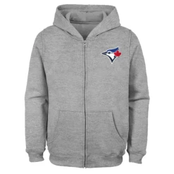 Outerstuff YouthToronto Blue Jays Grey Team Logo Fleece Zip-Up Hoodie