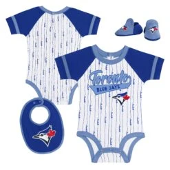 Outerstuff InfantToronto Blue Jays Base Hitter 3 Piece Creeper/Bib/Bootie Set