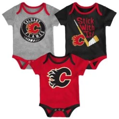 Outerstuff InfantCalgary Flames Cuddle & Play 3-Pack Creeper Set
