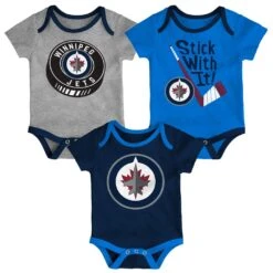 Outerstuff InfantWinnipeg Jets Cuddle & Play 3-Pack Creeper Set