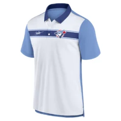 Men’sToronto Blue Jays Nike Rewind Stripe Polo – White/Powder Blue