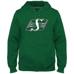 Men’sSaskatchewan Roughriders Bulletin Green Express Basic Team Logo Fleece Hoodie
