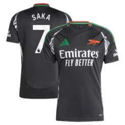Men’s Bukayo Saka Arsenal Adidas 24/25 Away Replica Jersey – Black