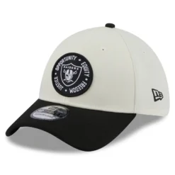 Las Vegas Raiders New Era 2022 Social Justice Inspire Change 39THIRTY 2-Tone Flex Hat – Cream/Black