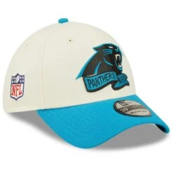 Carolina Panthers New Era 2022 NFL Sideline Official 39THIRTY 2-Tone Flex Hat – Cream/Blue