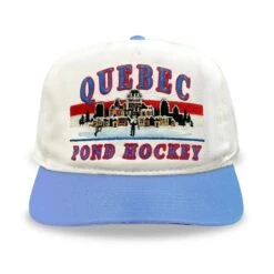 NEW ERA Celly Hockey Quebec Pond Hockey Snapback Hat – Cream/Blue