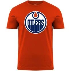 Men’sEdmonton Oilers Bulletin Primary Logo T-Shirt – Orange
