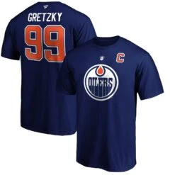 Men’sEdmonton Oilers Wayne Gretzky Fanatics Authentic Retired Player Name & Number T-Shirt – Royal