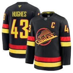 '47 BRAND Quinn Hughes Vancouver Canucks Fanatics Alternate Premium Player Jersey – Black