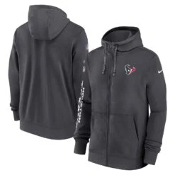 Men’s Houston Texans Nike 2024 NFL Sideline Club Full-Zip Hoodie – Anthracite