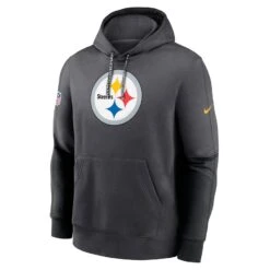 Men’s Pittsburgh Steelers Nike 2024 NFL Sideline Club Fleece Pullover Hoodie – Anthracite