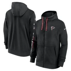 Men’s Atlanta Falcons Nike 2024 NFL Sideline Club Full-Zip Hoodie – Black