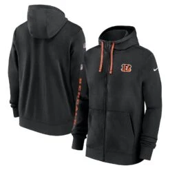 Men’s Cincinnati Bengals Nike 2024 NFL Sideline Club Full-Zip Hoodie – Black