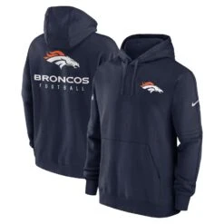 Men’s NFL Denver Broncos Nike 2023 Sideline Club Fleece Pullover Hoodie – Navy