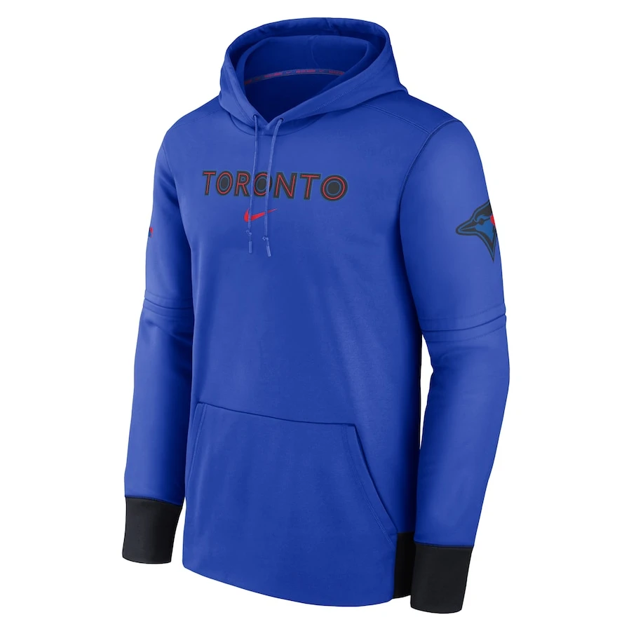 Men’s Toronto Blue Jays Nike 2024 City Connect Authentic Collection Practice Performance Pullover Hoodie – Royal 2 Men’s Toronto Blue Jays Nike 2024 City Connect Authentic Collection Practice Performance Pullover Hoodie – Royal - Image 2
