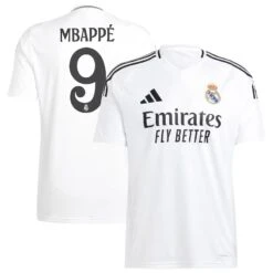 Men’s Kylian Mbappé Real Madrid Adidas 24/25 Home Replica Jersey – White