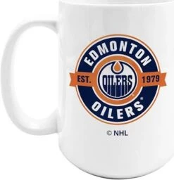 Edmonton Oilers 15oz. White Ceramic Sublimated Mug