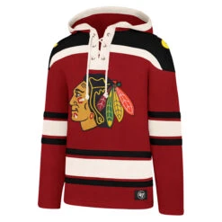 '47 BRAND Men’s Chicago Blackhawks ’47 Brand Lacer Fleece Hoodie – Red