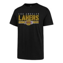 '47 BRAND Men’sLos Angeles Lakers ’47 Brand Black Stripe Thru T-Shirt